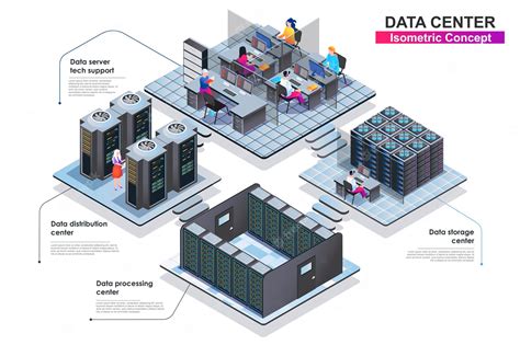 Premium Vector Data Center Terior Isometric Concept Flat Illustration