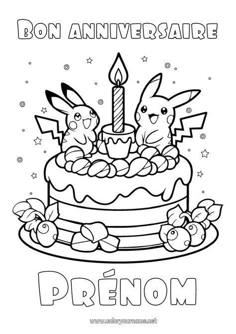 Coloriage N G Teau Anniversaire Pokemon