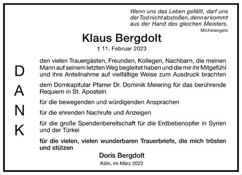 Traueranzeigen Von Klaus Bergdolt Frankfurter Allgemeine Lebenswege