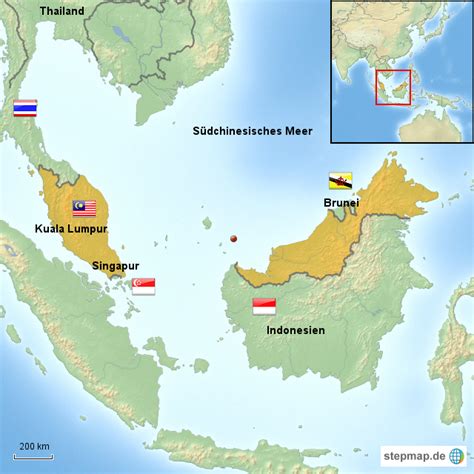 StepMap Malaysia Landkarte für Asien