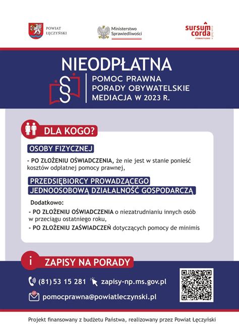 Nieodpłatna pomoc prawna nieodpłatne poradnictwo obywatelskie i