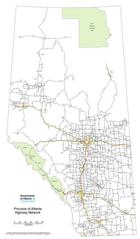 Alberta Highway Map Detailed