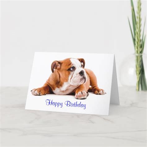 English Bulldog Happy Birthday Card Verse Inside