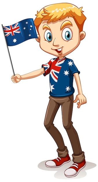 Homme Australien Tenant Le Drapeau Vecteur Gratuite