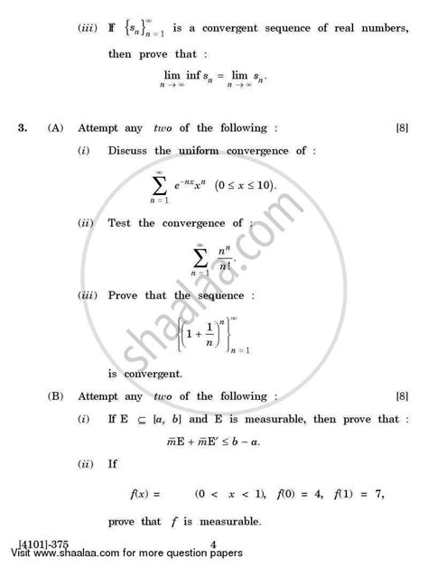 Applied Mathematics General Paper Real Analysis And Lebesgue