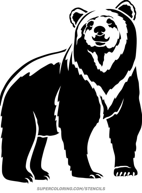 Stencil Of Grizzly Bear Free Printable Papercraft Templates