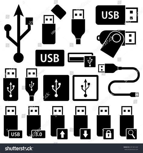 Usb Icons Symbols Royalty Free Stock Vector 201361424