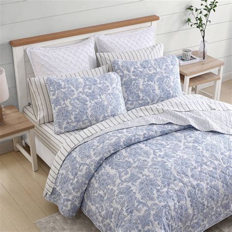 Stone Cottage Bedding Stone Cottage Field Of Paisley Cotton Reversible Blue Quilt Set King