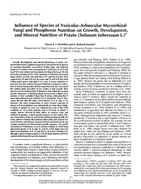 Pdf Of Vesicular Arbuscular Mycorrhizal Phosphorus Nutrition