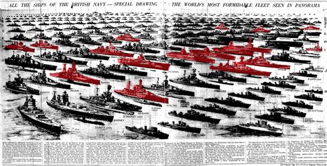 Graphic of the Royal Navy during WW2 - red ships were sunk [2744 x 1398 ...