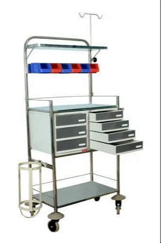 Powder Coated Off White Ms Crash Cart Trolley Size Mm L X Mm W