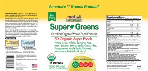 Country Farms Super Greens Drink Mix Apple Banana Windmill Vitamins