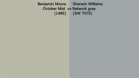 Benjamin Moore October Mist 1495 Vs Sherwin Williams Network Gray Sw 7073 Side By Side