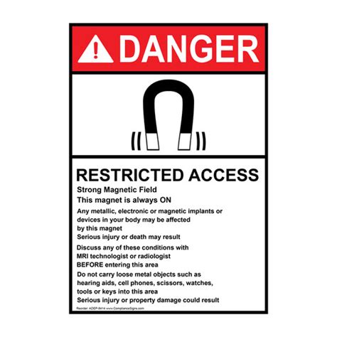 Vertical Strong Magnetic Field Sign With Symbol Ansi Danger