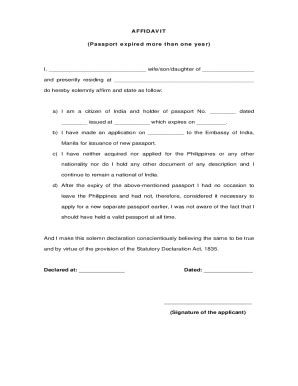 Fillable Online SPECIMEN AFFIDAVIT FOR RE ISSUE OF PASSPORT Fax