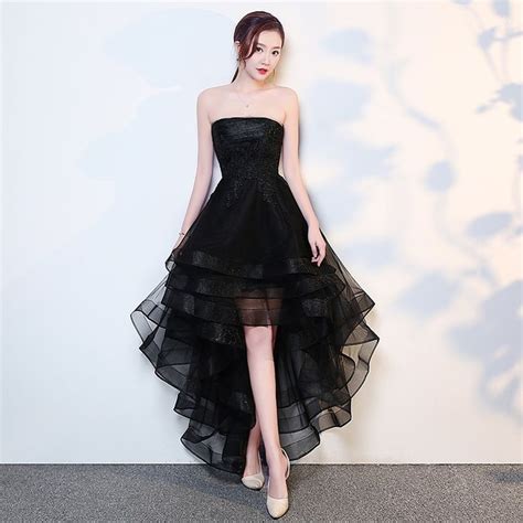 Front Short Back Long Black Tuxedo Party Evening Dress Wish Tulle