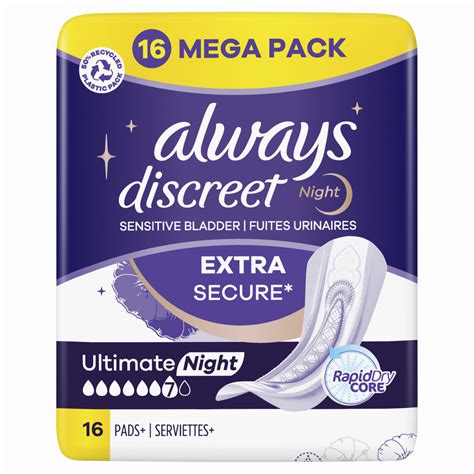 Always Discreet Serviettes Extra Secure Pour Fuites Urinaires Nuit