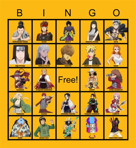 ANIME BINGO Card