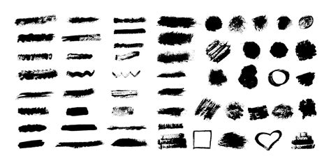 Set Of Vector Brush Strokes Ink Splatter Grunge Black Artistic Brush