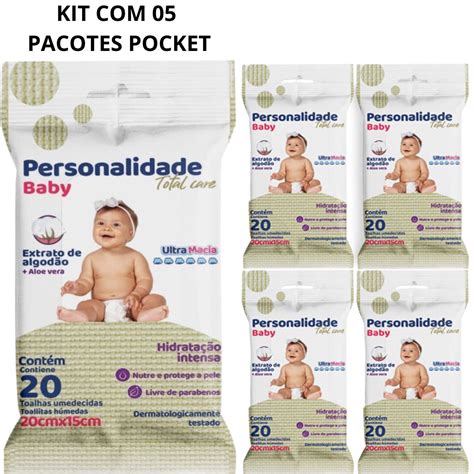 Kit 5 Toalha Umedecidas Personalidade Total Care 20 Toalhas