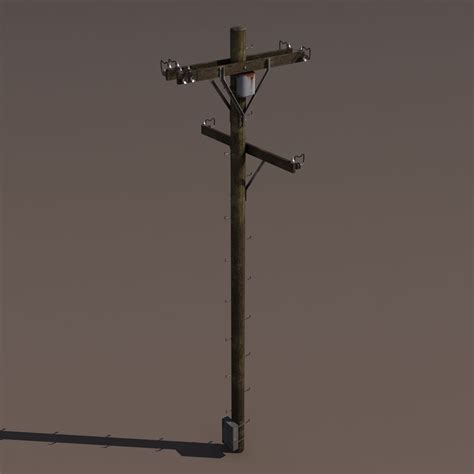 Telephone Pole Low Poly D Model D Model Game Ready Max Obj Ds