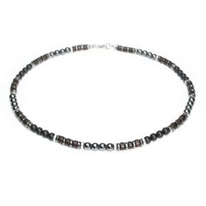 Collier Homme Men S Perles Mm Pierre Naturelle Agate Onyx Noir Mat