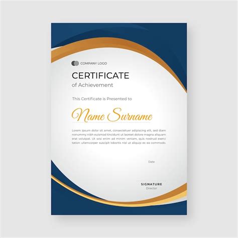 Premium Vector Navy Certificate Of Achievement Template