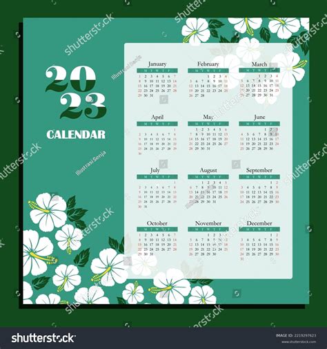 2023 Calendar Template Simple Flat Design Stock Vector (Royalty Free ...