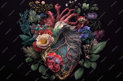 Premium Ai Image Human Heart Surrounded By Blooming Flower