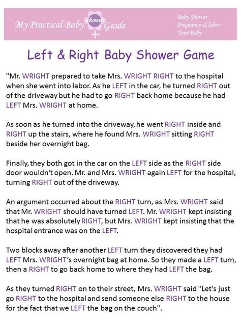 Left Right Printable Baby Shower Game My Practical Baby Shower Guide