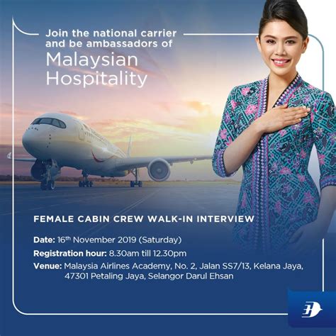 Walk In Interview For Cabin Crew Malaysia Airlines 16 November