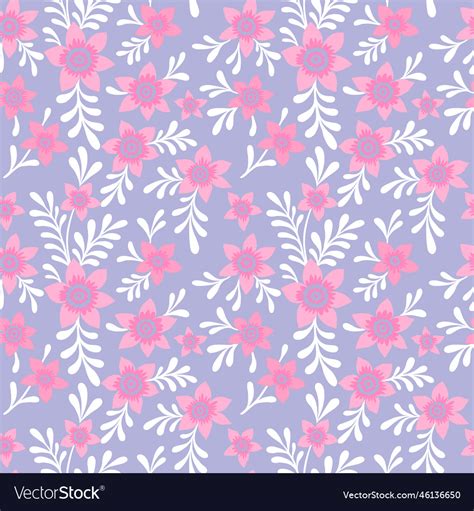 Simple Vintage Pattern Cute Pink Flowers Vector Image