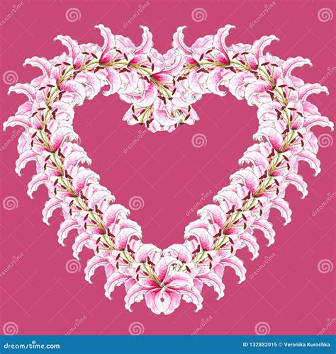 Heart Of Lily Flowers Floral Background Lilies Flower Pattern Stock