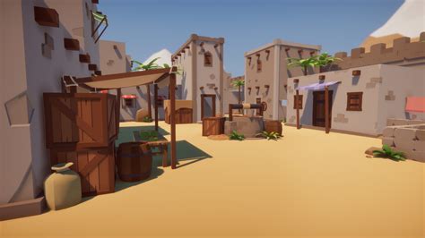 Artstation Low Poly Fps Map Vol2 Shooter Desert City Map For Unity Game Assets