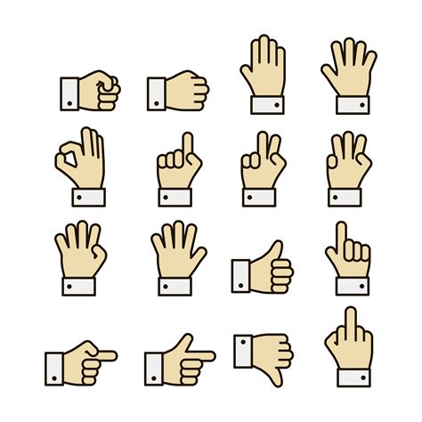 Hand Gestures Icons Set Contrast Color 430385 Vector Art At Vecteezy