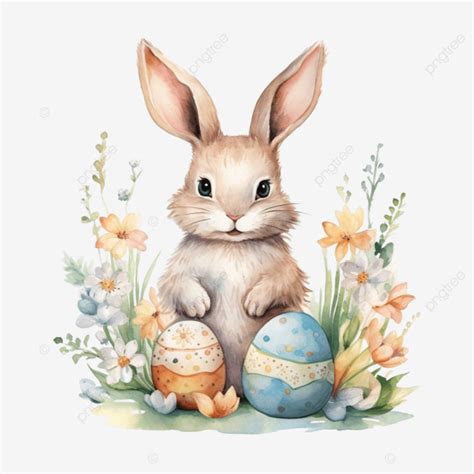 Happy Easter Watercolor Clipart Rabbit And Egg Rabbit Clipart Easter