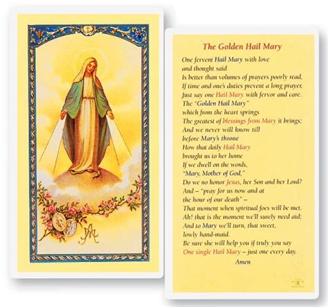 The Golden Hail Mary Laminated Prayer Cards 25 Pack