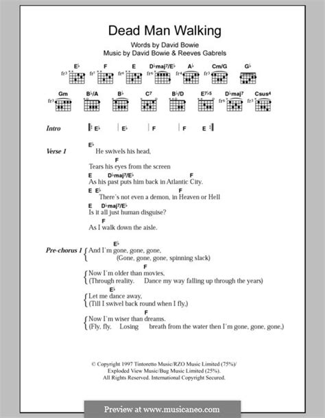 Dead Man Walking by D. Bowie, R. Gabrels - sheet music on MusicaNeo