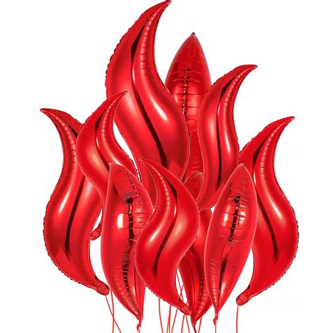 2 Sets Katchon Red Flame Balloons Big 25 Inch Pack Of 6 Red Mermaid Balloon For Red