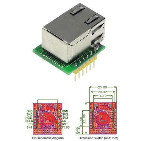 TECNOIOT 2pcs USR ES1 W5500 Chip New SPI To LAN Ethernet Converter TCP