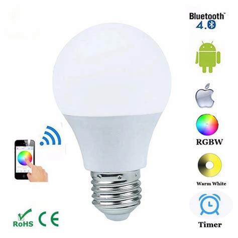 Bluetooth 4.0 LED Bulb Smartphone App Remote Control Led Light E27 RGBW ...