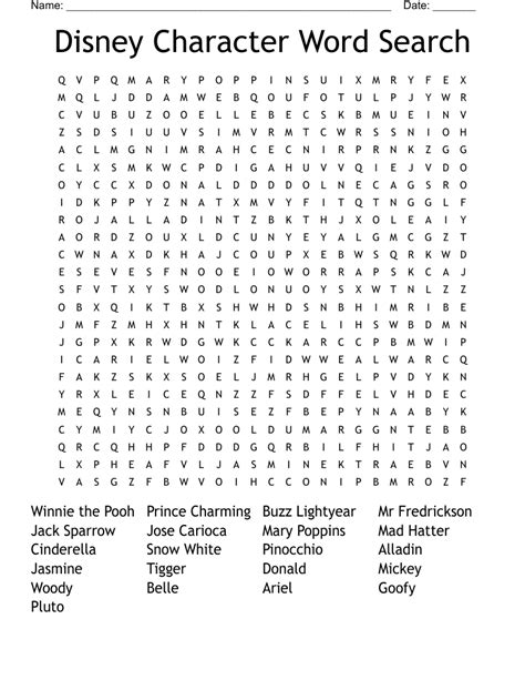 Disney Vacation Word Search Wordmint