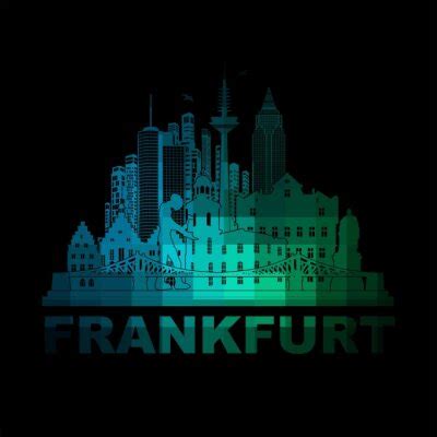 Frankfurt skyline sehenswürdigkeiten umriss silhouette bunt wandtatoo