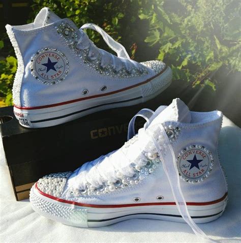 Nupcial Boda Converse Converse Bling And Perlas Custom Zapatos Con