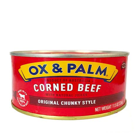 Ox And Palm Original Chunky Style Corned Beef With Natural Juices 326g Canned