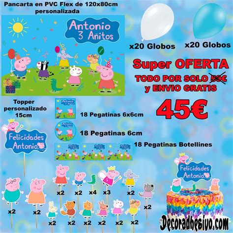 Cumplea Os Peppa Pig Kit Decoradhesivo