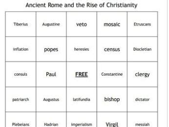 Ancient Rome And The Rise Of Christianity Bingo For A World History