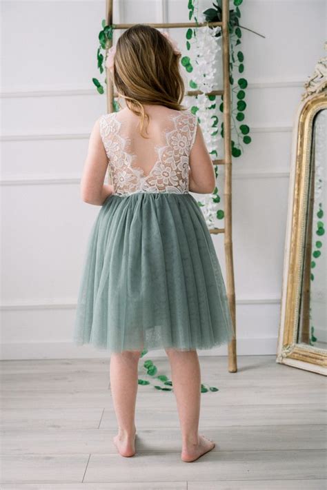 Robe cérémonie Zoe vert sauge sans manche 6 mois à 12 ans