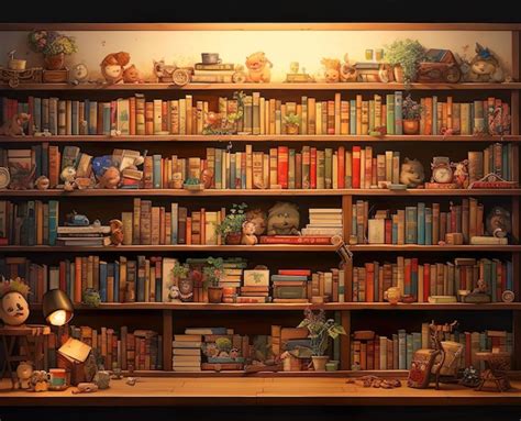 Premium AI Image An Animation Book Shelf With Many Books On It