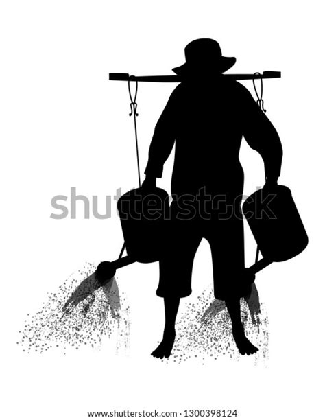 Silhouette Agriculturist Cartoon Shape Vector Design Stock Vector